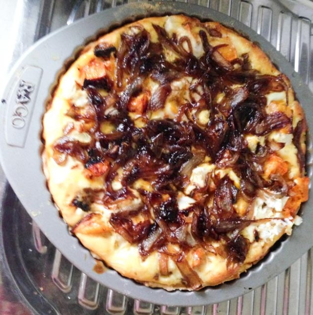 Roast pumpkin and goats cheese tart